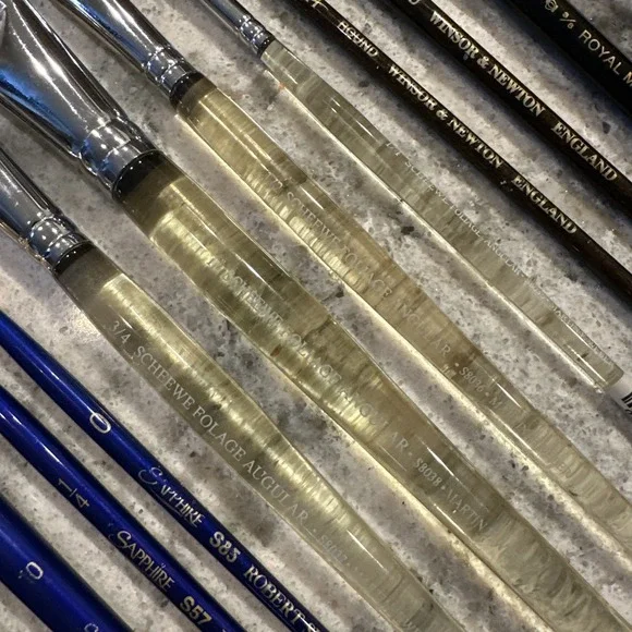Lot Of Vintage Oil Paint Brushes 40 Winsor & Newton Robert Simmons Master Touch - Picture 7 of 16